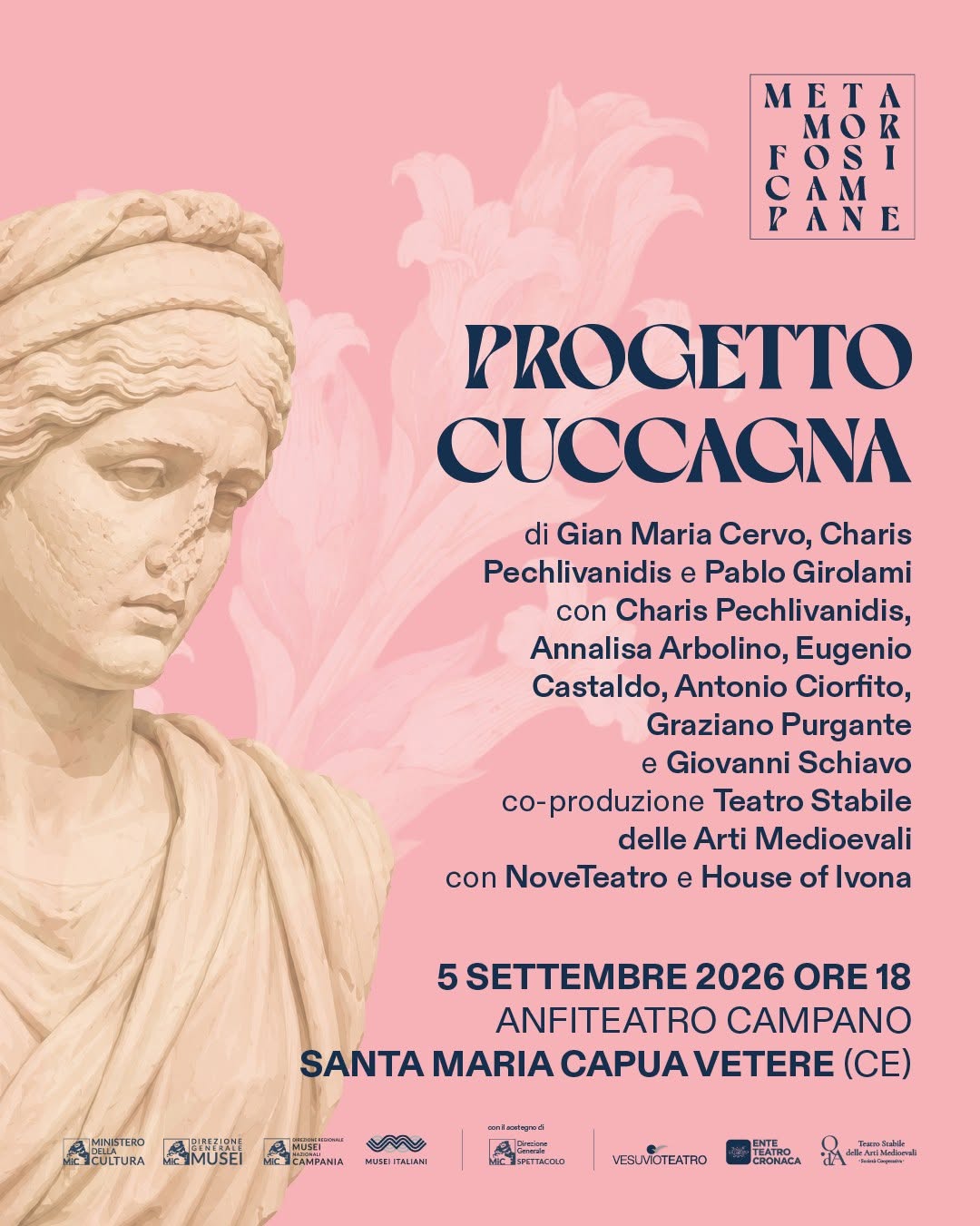 METAMORFOSI CAMPANE - All’Anfiteatro Campano arriva Progetto Cuccagna: il 5 settembre teatro, mito e storia si incontrano nell’antica arena di Santa Maria Capua Vetere